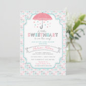Valentijns's Sweetheart Baby shower Invitation Kaart (Staand voorkant)