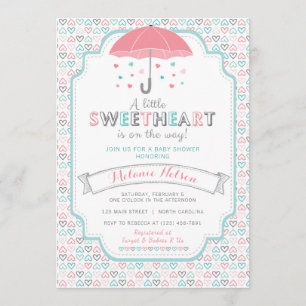 Valentijns's Sweetheart Baby shower Invitation Kaart
