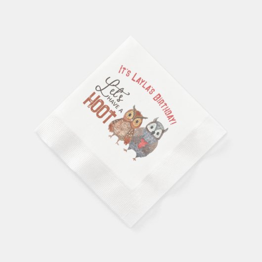 Valentijns's Uil Laten we een warm verjaardagsfees Servet (Hoek)