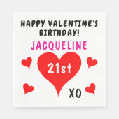 Valentijns's Verjaardag Red Hearts Naam Servet (Voorkant)