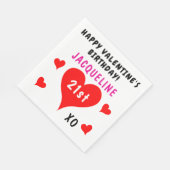 Valentijns's Verjaardag Red Hearts Naam Servet (Hoek)