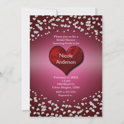 Valentijns's verjaardagsfeest Silver Hearts Kaart (Voorkant)