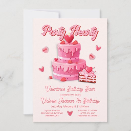 Valentijns's verjaardagsfeestje hartig kaart (Voorkant)