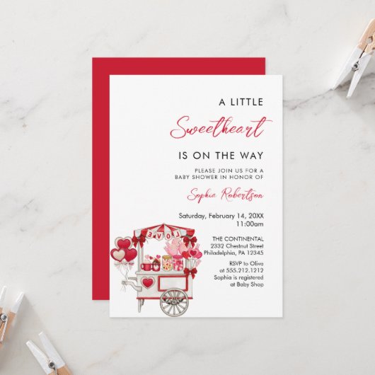 Valentijns's Winkelwagen Vol met Traktaties Baby s Kaart (Voorkant / Achterkant in situ)