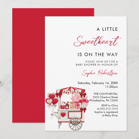 Valentijns's Winkelwagen Vol met Traktaties Baby s Kaart (Voorkant / Achterkant)