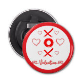 Valentijns's XOXO met Harten in Rood | Button Flesopener (Voorkant)
