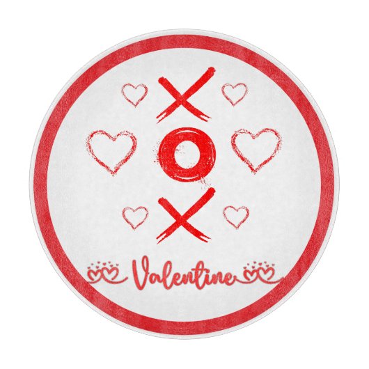 Valentijns's XOXO met Harten in Rood | Snijplank (Voorkant)