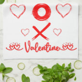 Valentijns's XOXO met Harten in Rood | Theedoek (Gevouwen)