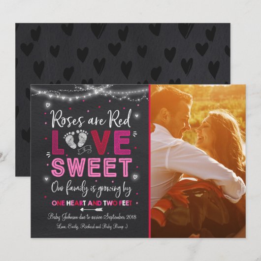 Valentijns's zwangerschapsaankondiging Baby onthul Feestdagenkaart (Voorkant / Achterkant)