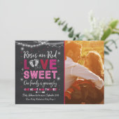 Valentijns's zwangerschapsaankondiging Baby onthul Feestdagenkaart (Staand voorkant)