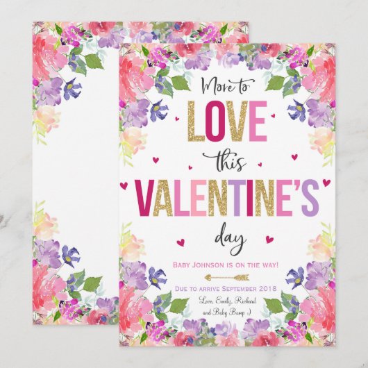 Valentijns's zwangerschapsaankondiging Baby onthul Feestdagenkaart (Voorkant / Achterkant)