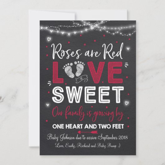 Valentijns's zwangerschapsaankondiging Baby onthul Kaart (Voorkant)