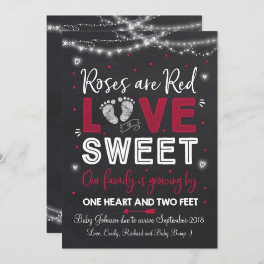 Valentijns's zwangerschapsaankondiging Baby onthul Kaart (Voorkant / Achterkant)