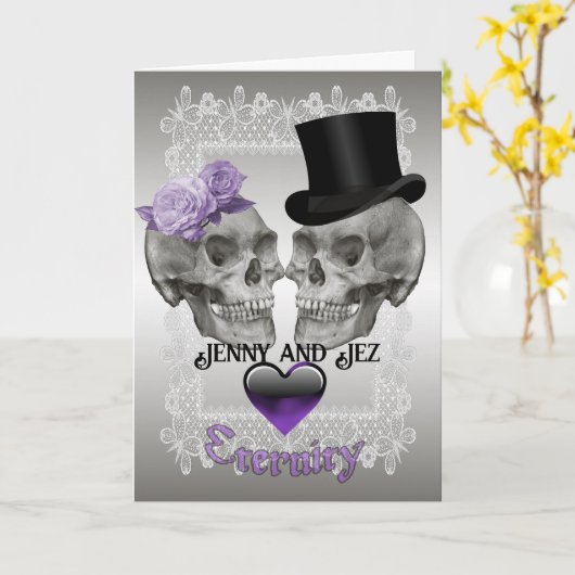 Valentijnsschedels Kaart (Gele Bloem)