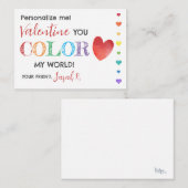 Valentijnsshuttlepen Kleur mijn wereld klassekaart Notitiekaartje (Voorkant / Achterkant)