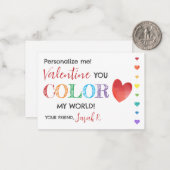 Valentijnsshuttlepen Kleur mijn wereld klassekaart Notitiekaartje (Voorkant / Achterkant in situ)