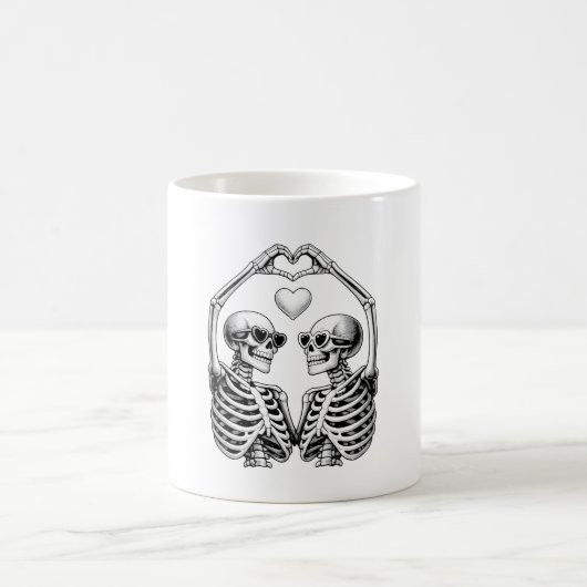 Valentijnsskeletkoppel - Gotisch romantisch hart Koffiemok (Center)