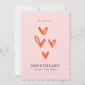 Valentijnssuikerhartje Babyshower Kaart (Voorkant)