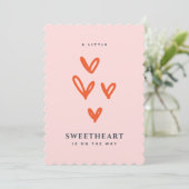 Valentijnssuikerhartje Babyshower Kaart (Staand voorkant)