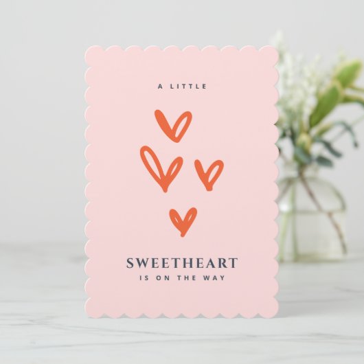 Valentijnssuikerhartje Babyshower Kaart (Staand voorkant)