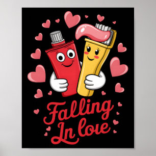 Valentijnstandpasta Liefde Tandenborstels Vallen I Poster