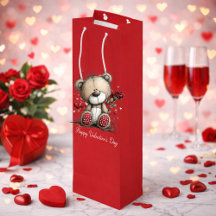 ValentijnsTeddybeer met Roos en Hartjes
