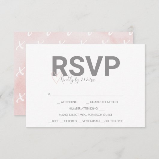 Valentijnsthema Watercolor Reactie RSVP Kaarten (Voorkant / Achterkant)