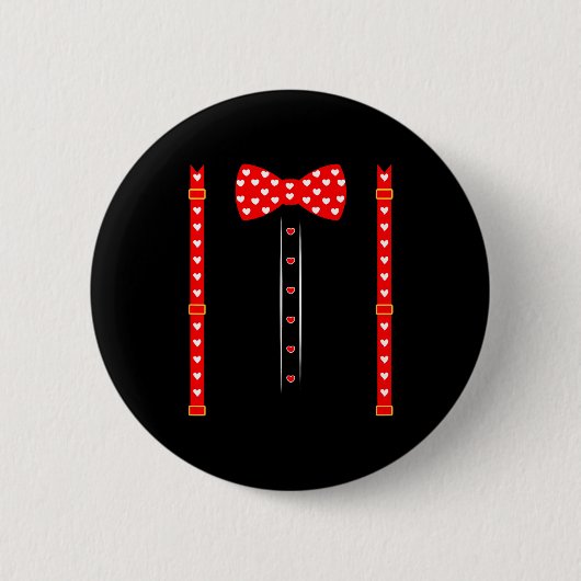 Valentijnsuit Rood Hart Strik Valentijnsdag Ronde Button 5,7 Cm (Voorkant)
