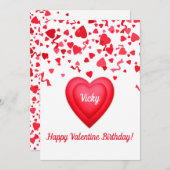 Valentijnsverjaardag Confetti Harten Aangepaste Ka Feestdagenkaart (Voorkant / Achterkant)