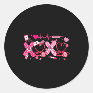 Valentijnsverpleegster Xoxo Stethoscoop Rn Pct Cna Ronde Sticker