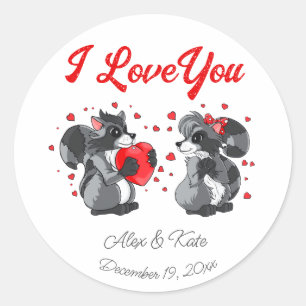 Valentijnswasbeer Ronde Sticker