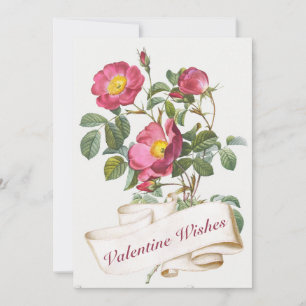 Valentijnswensen Vintage Roze Roos Bloem Rol Feestdagenkaart