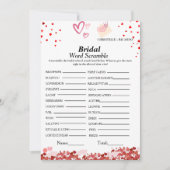 Valentijnswoord scramble bruidsfeest spelkaart kaart (Voorkant)