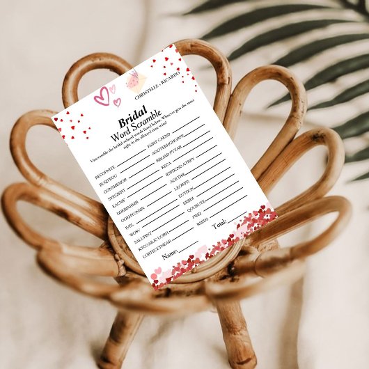 Valentijnswoord scramble bruidsfeest spelkaart kaart
