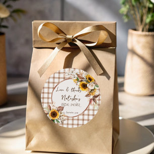 Valentijnszonnebloem land bruiloft favor ronde sticker
