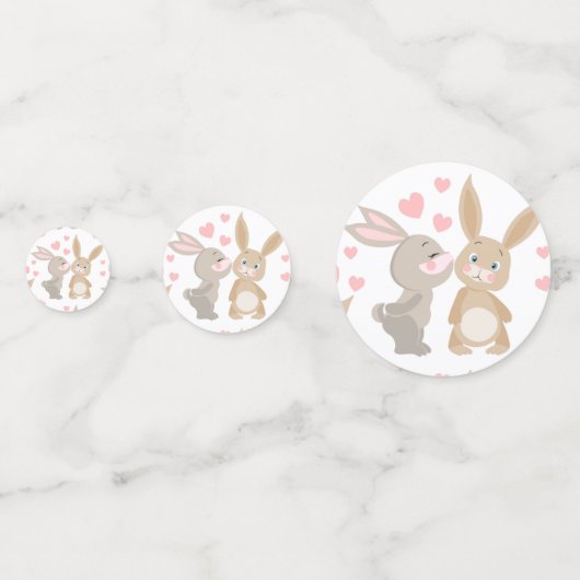 Valentin Kissing Rabbits Confetti (Voorkanten)