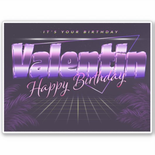 Valentin Name Vorname retro Sticker Geburtstag (Voorkant)