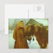 Valentin Serov- Peasant Woman met een paard Briefkaart (Voorkant / Achterkant)