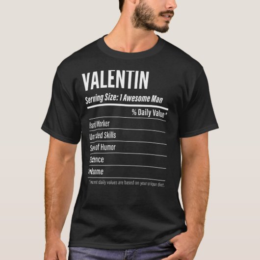 Valentin Serving Maat Voeding Etiket Calorieën T-shirt (Voorkant)