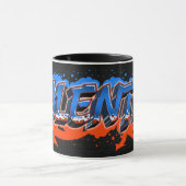 Valentin Vorname Name Graffiti blue orange Tasse Mok (Midden)