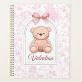 Valentina | Aangepaste Roze Teddybeer Nursery Desi Planner (Voorkant)