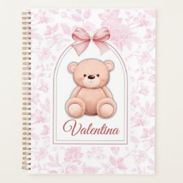 Valentina | Aangepaste Roze Teddybeer Nursery Desi Planner