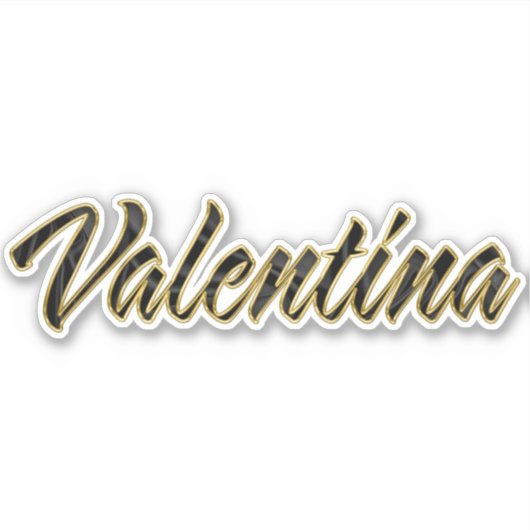 Valentina black gold Lettering Aufkleber Sticker (Voorkant)