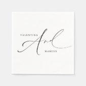 VALENTINA Chic Elegante Calligrafie Script Bruilof Servet (Voorkant)