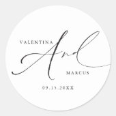VALENTINA Chique Elegante Kalligrafie Script Bruil Ronde Sticker (Voorkant)
