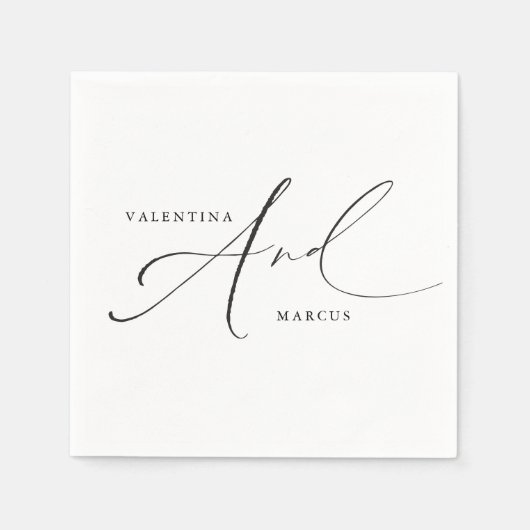VALENTINA Chique Elegante Kalligrafie Script Bruil Servet (Voorkant)