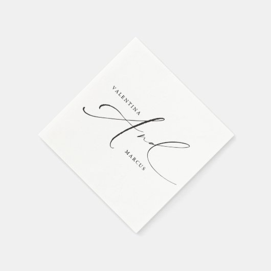 VALENTINA Chique Elegante Kalligrafie Script Bruil Servet (Hoek)