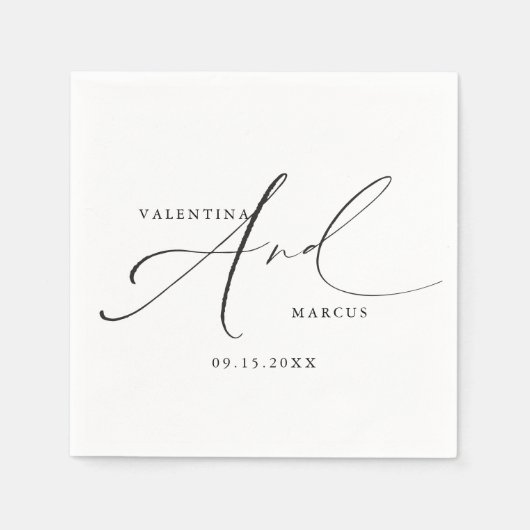 VALENTINA Chique Elegante Kalligrafie Script Bruil Servet (Voorkant)