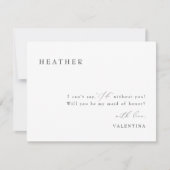 VALENTINA Classic Script Matron of Honor Voorstel Kaart (Voorkant)