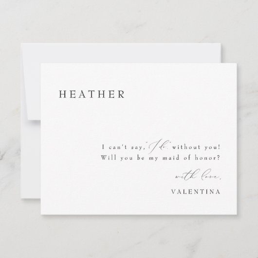 VALENTINA Classic Script Matron of Honor Voorstel Kaart (Voorkant)